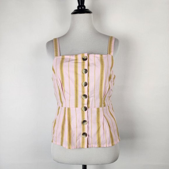 Topshop 165443 Womens Sleeveless Stripe Crop Tank Top Pink Yellow Size US 6 - Picture 5 of 15